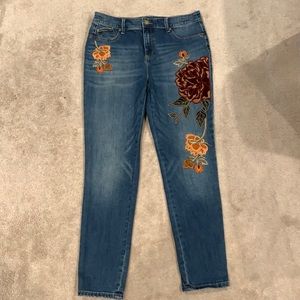 Chico’s Embroidered Flower Jeans